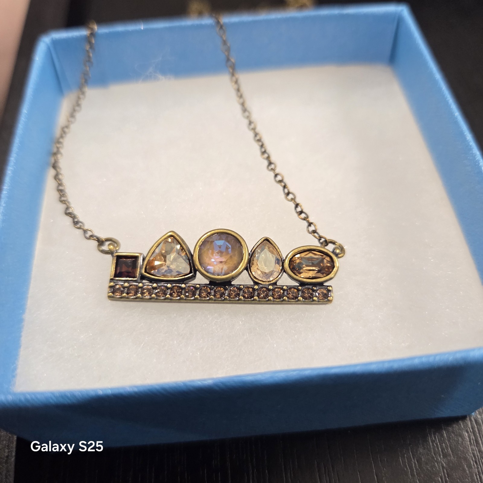 Touchstone Crystal Out On Top Necklace Brass Setting Geometric CrystalsSwarovski