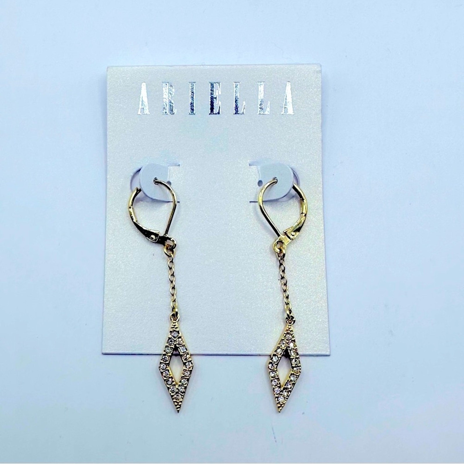 Ariella golden open pave drop earrings NWT Dangle Pierced New Gorgeous Modern