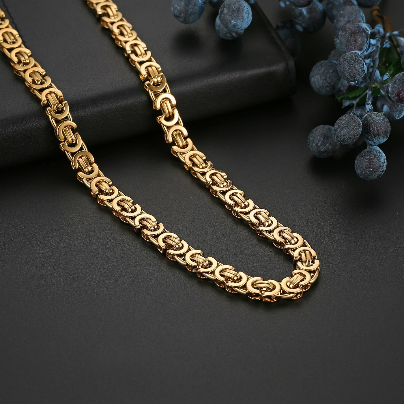 9mm Men Stainless Steel Byzantine Necklace Box Link Chain 22 Inch High Polished