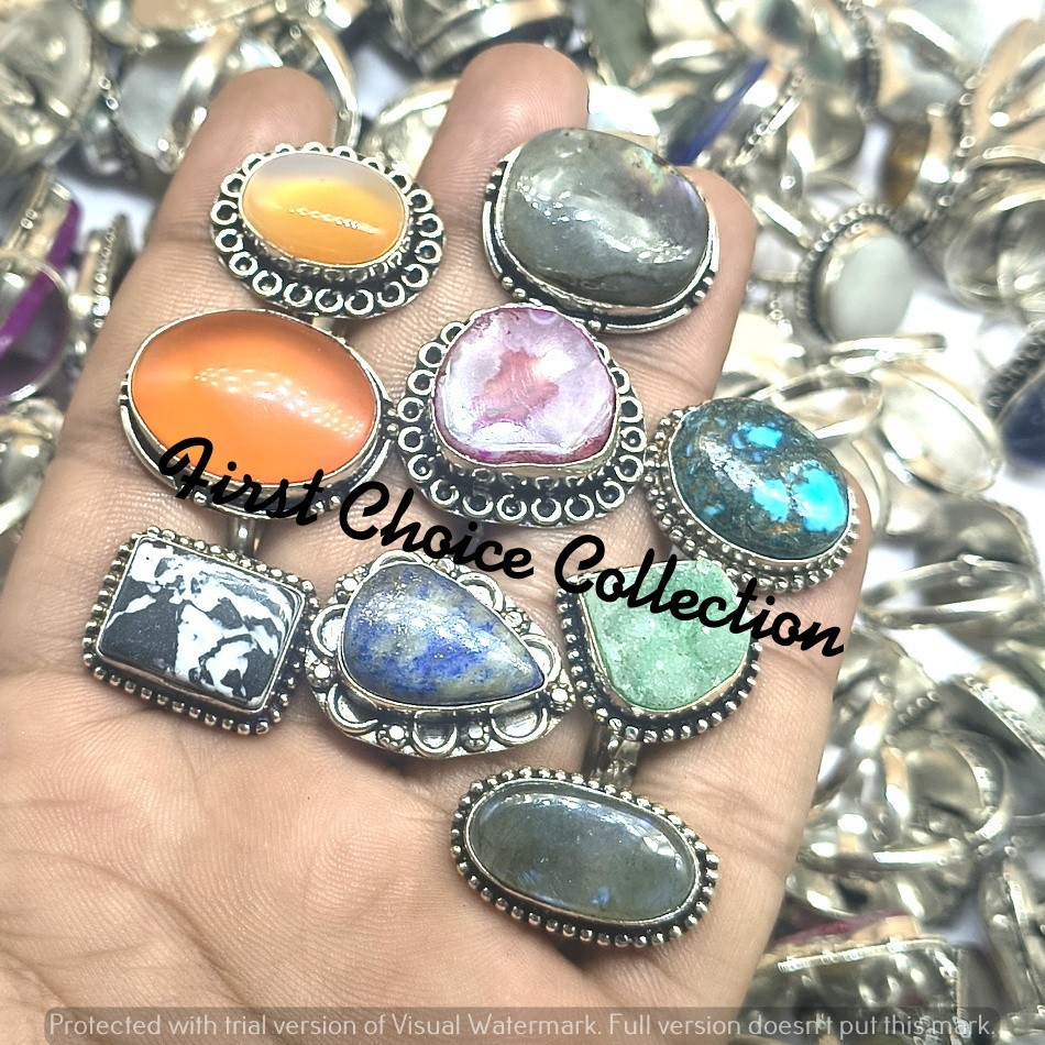 Wild Horse & Mix Gemstone 925 Sterling Silver Plated Rings Fashion Lot Jewellery