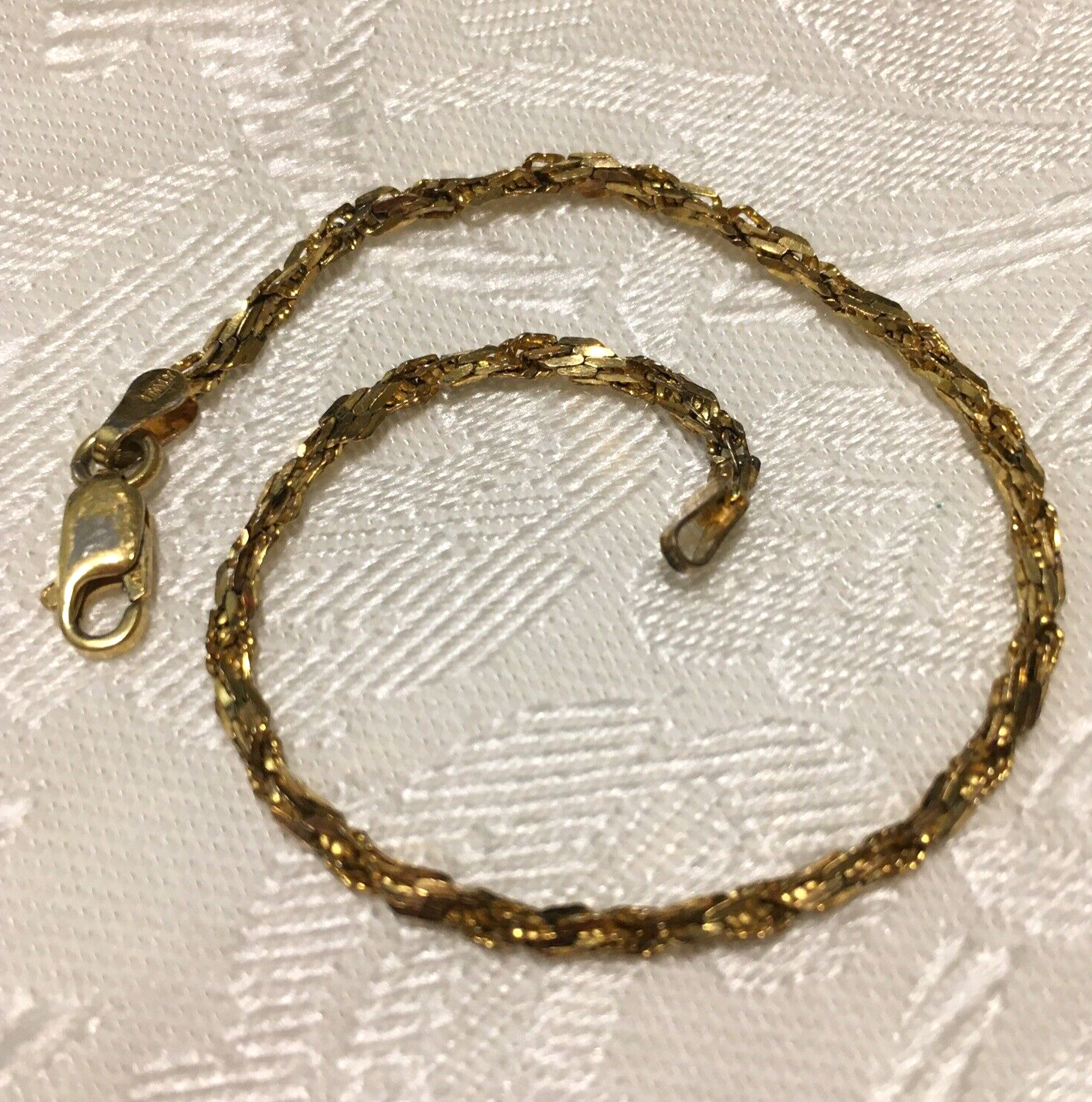 Sterling Silver 925 Italy Chain Gold Tone Vermeil Bracelet 7″
