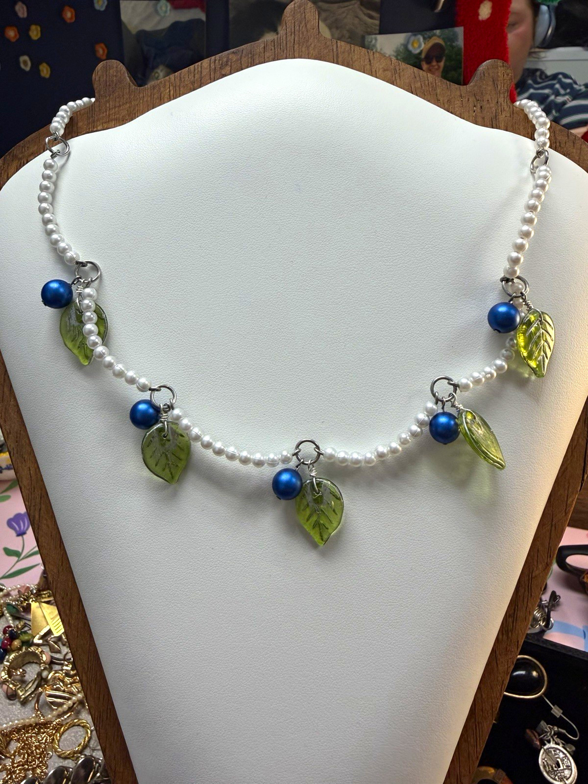 Modern Blueberry and Pearl Necklace (Unworn, without tags)