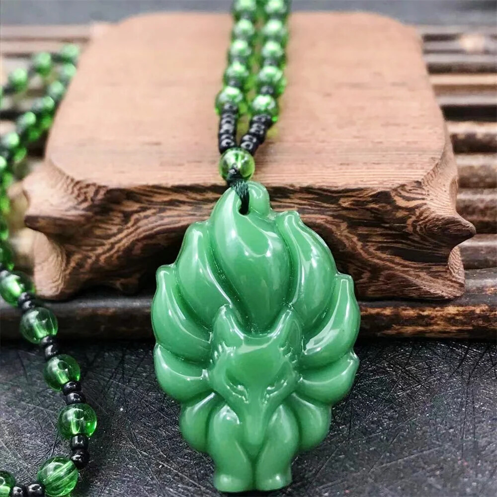 Fashion Green Phoenix Jade Pendant Necklace Chinese Amulet Lucky Jewelry Gift