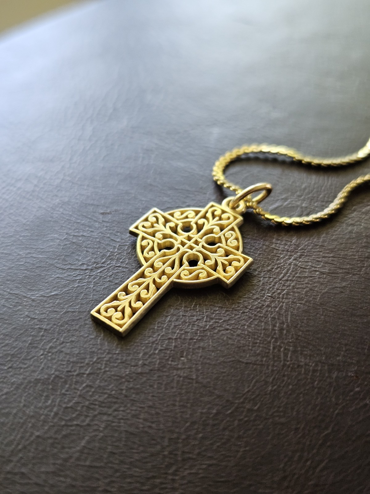 A.J.C. Gold Filled Filigree Cross Charm Pendant Necklace Spring Ring Closure