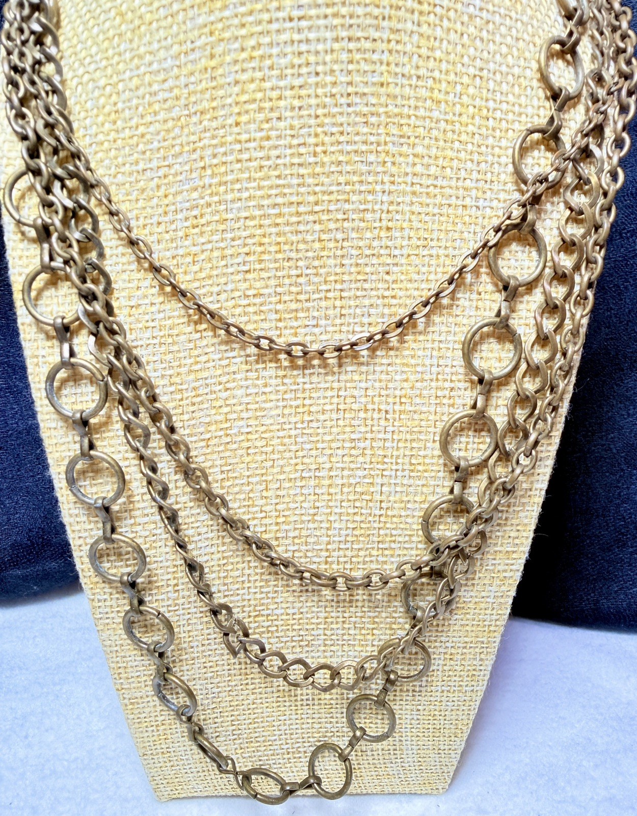 Industrial Multi-Strand Necklace Layered Chain Statement Piece boho Solid Brass