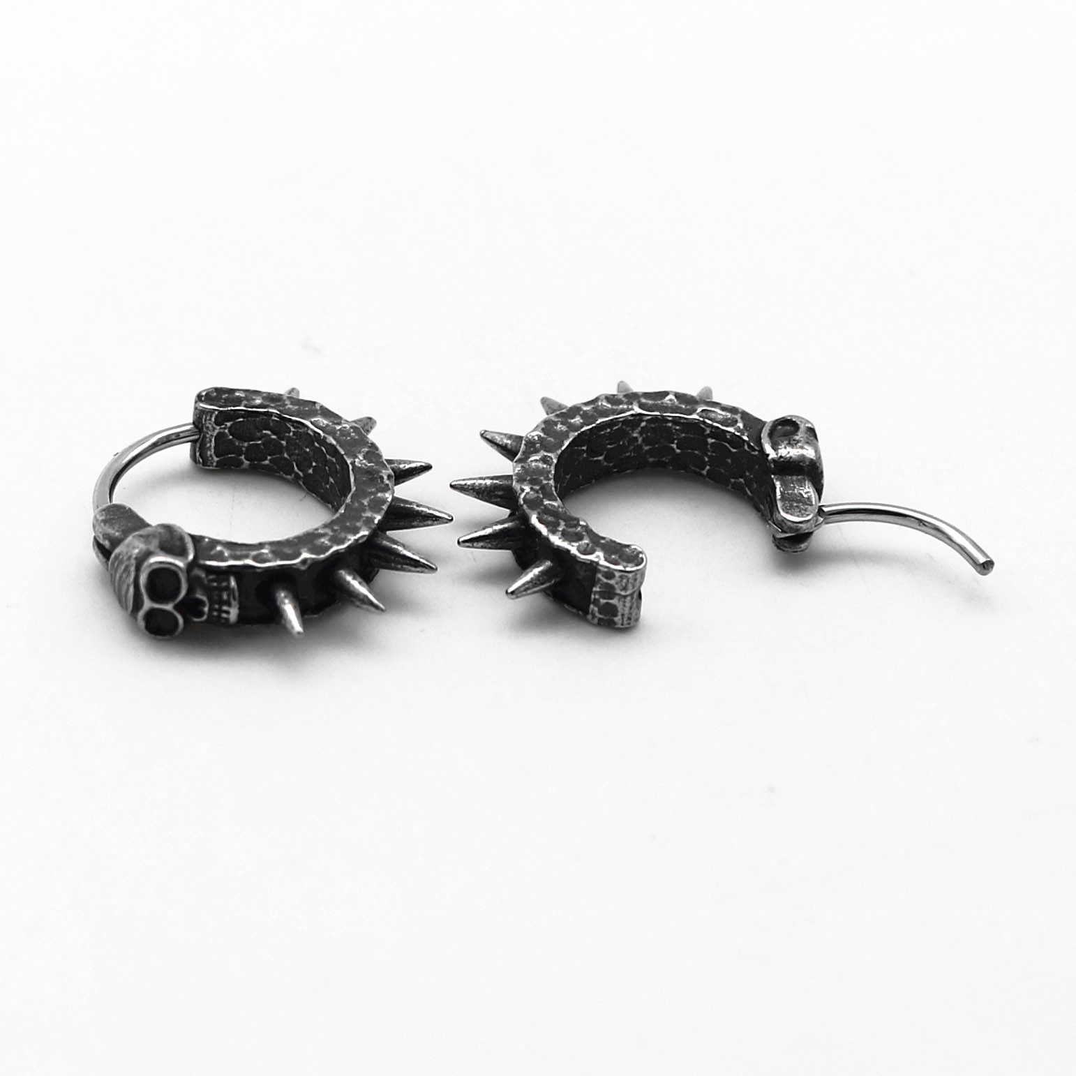 Punk Skull Long Tassel 316L Stainless Steel Earrings-Vintage Gothic Easy-Clasp