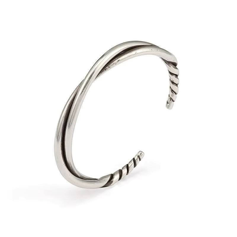 1 ANTIQUE SILVER COLOR TWISTED TOTEM CUFF BRACELET VINTAGE LOOK JEWELRY FOR MEN