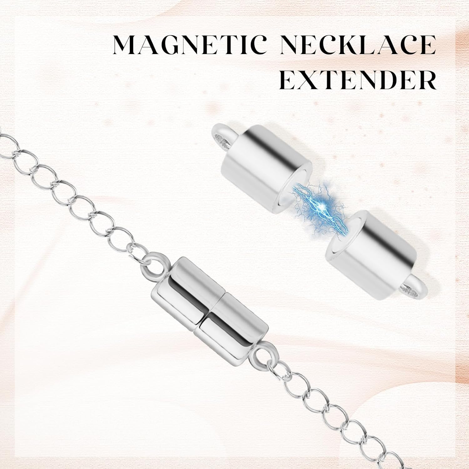 5Pcs Silver Magnetic Necklace Extender, Magnetic Necklace Clasps and Closures wi
