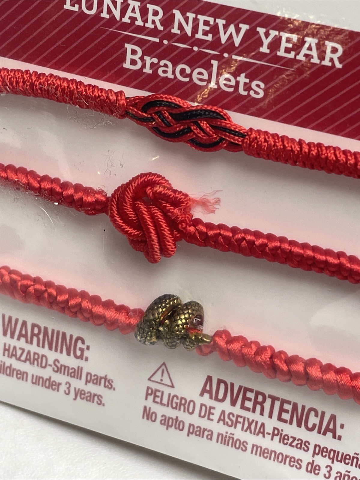 Lunar New Year Red Fabric Bracelet Set 3 Pieces
