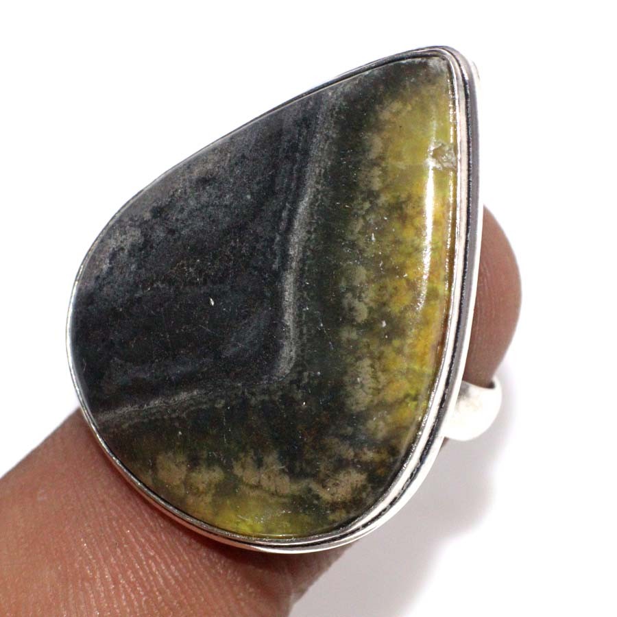 Bumble Bee Jasper 925 Silver Plated Handmade Ring US 7 Gifts For Women JW