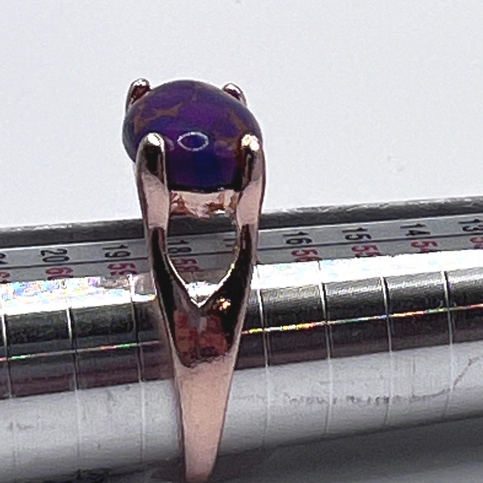 Modern Purple Composite Stone Ring Rose Gold Tone Ladies Size 9.5 New