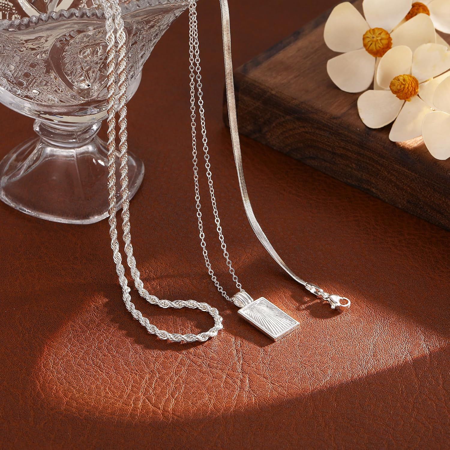 Gold/Silver Layered Necklace for Women 14K Gold/Silver Plated Trendy Paperclip C