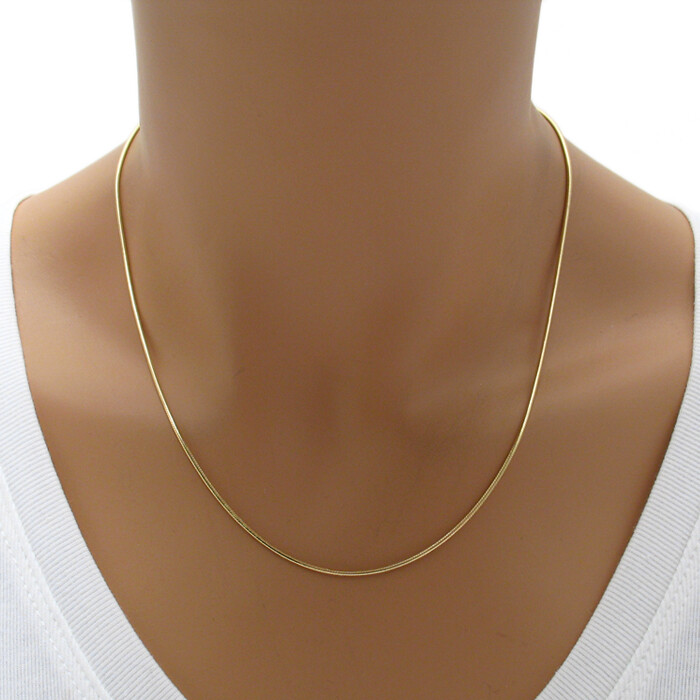 Gold Plated Sterling Silver Round Snake Chain Necklace 1.25mm (030 Gauge)