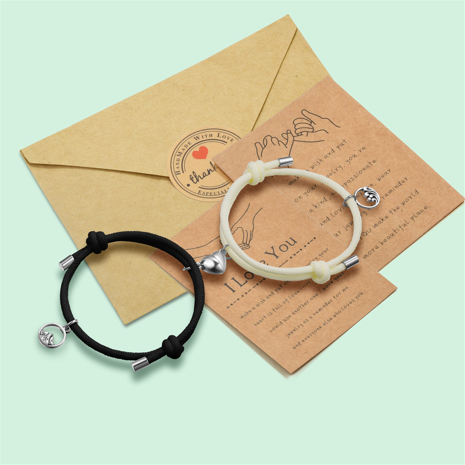 Magnetic Couple Bracelet Matching Couple Friendship BFF Rope Braided Bracelet
