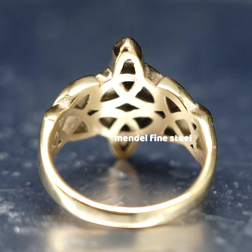 MENDEL Womens Gold Plated Irish Celtic Triquetra Trinity Knot Ring Size 6 7 8-11