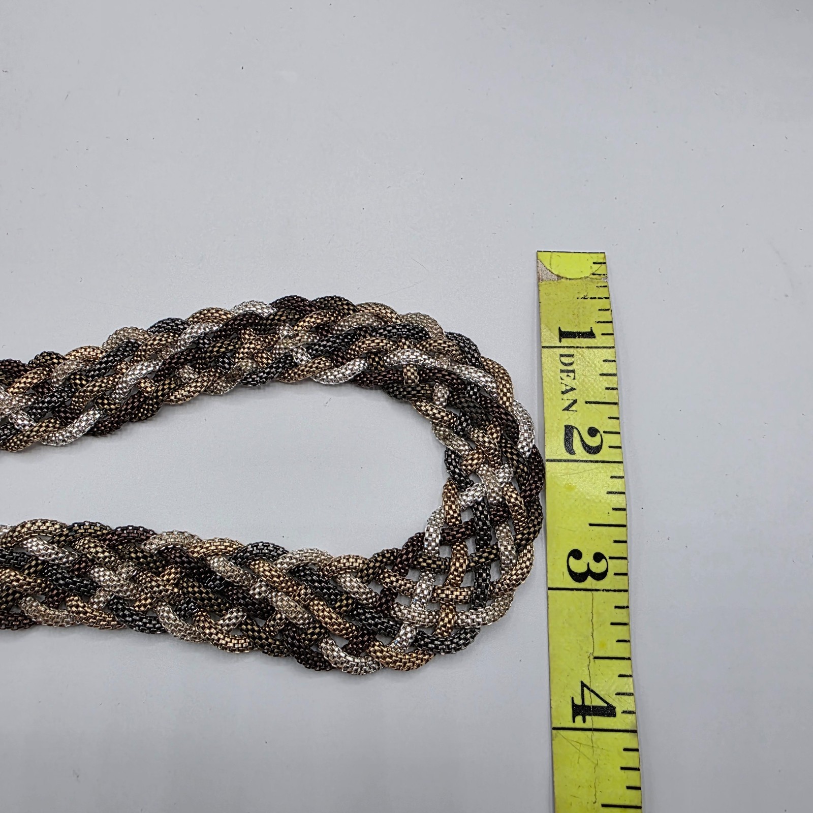 Bill Blass Womens Gold Tone Tri Color Braided Necklace Expandable Clasp 22″