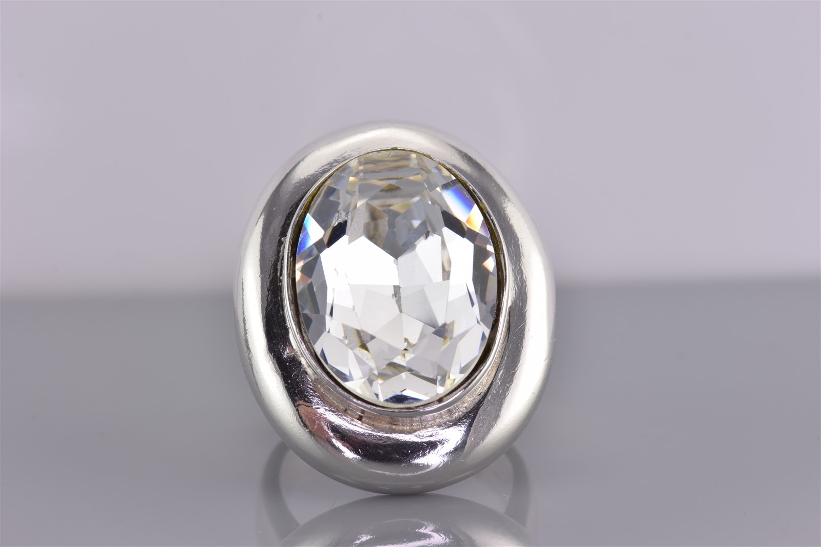 Chunky BIG Sterling Silver Oval Cubic Zirconia Statement Band Ring 30g 925 Sz: 7