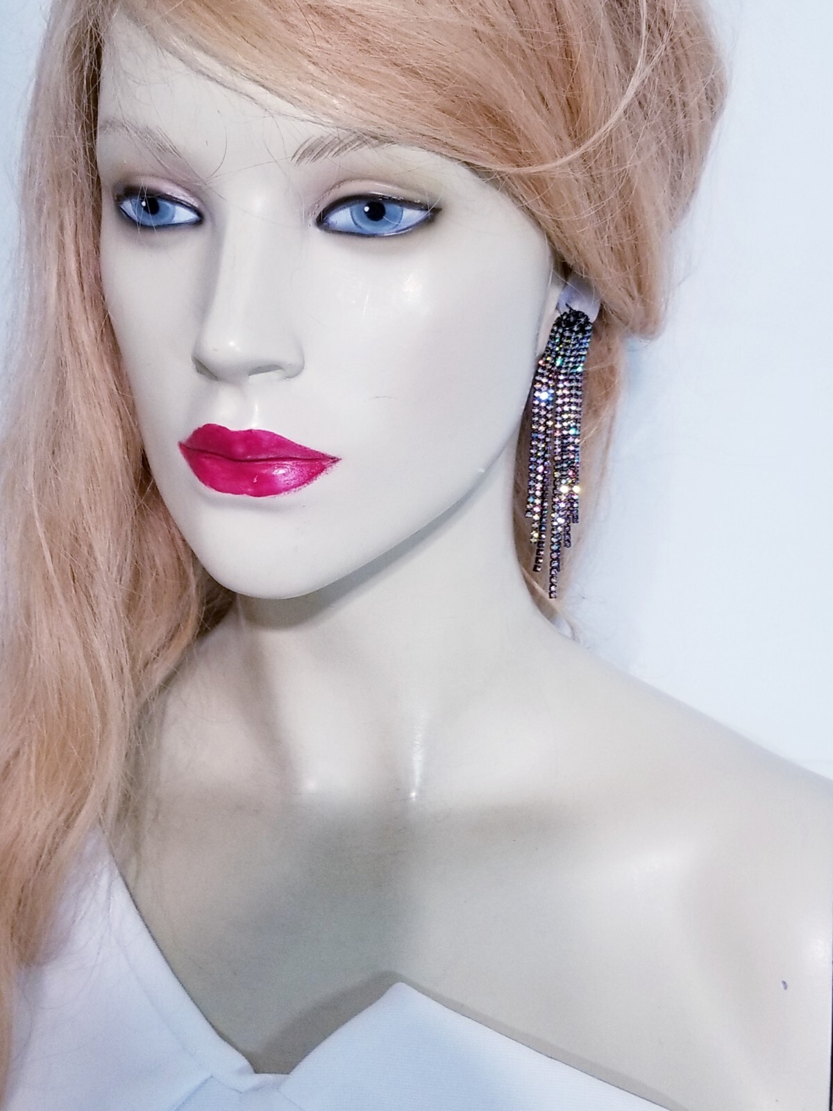 Chandelier Drop Dangle Earrings Rhinestone Crystal 3.6 inch AB Iridescent