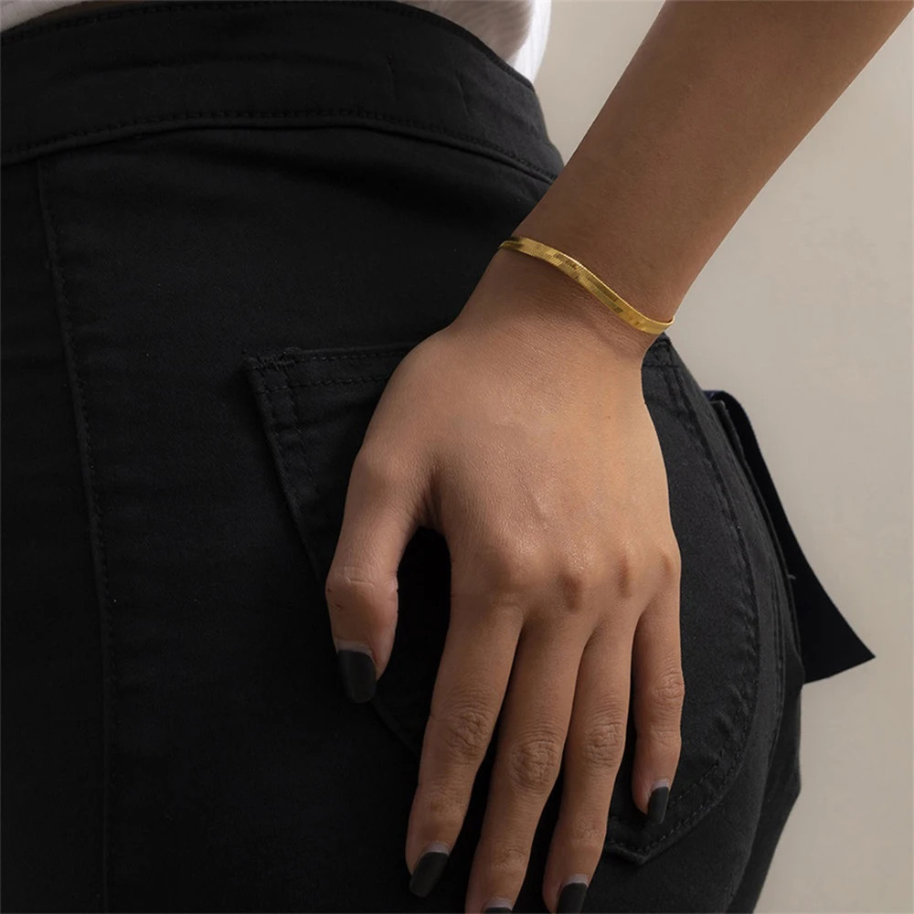 Stainless Steel Bracelet Snake Chain Gold Color 2mm 3mm 4mm 5mm Jewelry