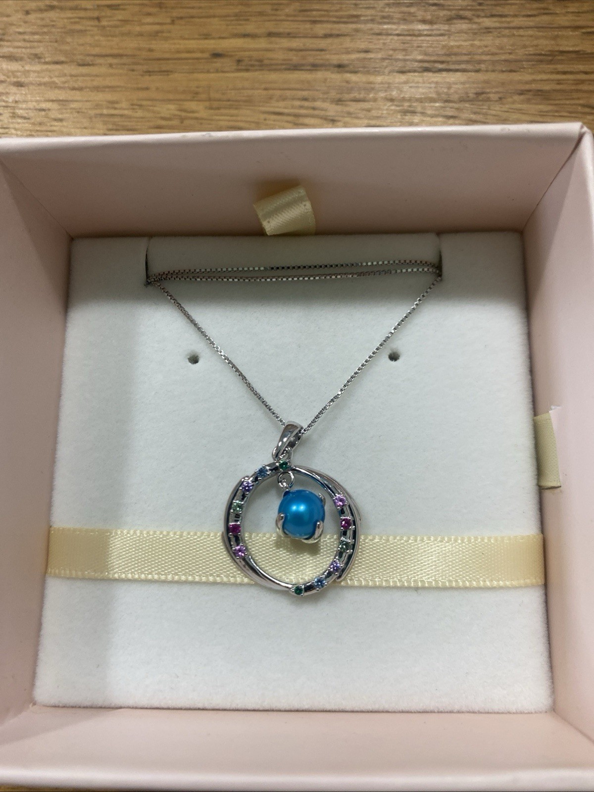 ring bomb party necklace Man Made Blue Pearl 18 Inch Silver Chain 12 Other Stone