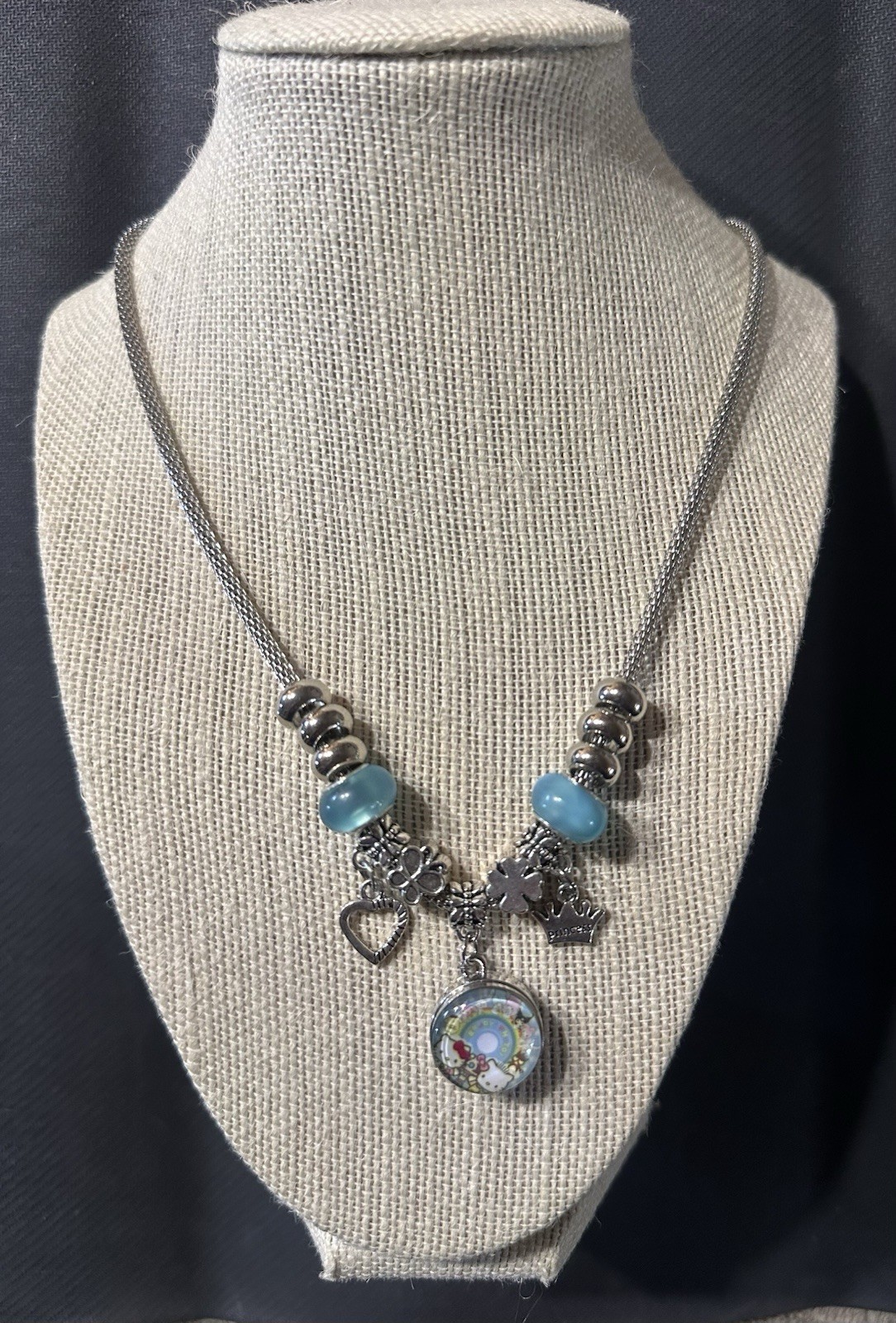 Hello Kitty & Friends Snap Button Silver Necklace Brand New