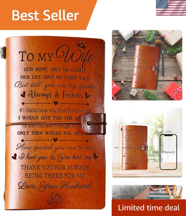 Stylish 140-Page Leather Journal – Perfect for Wife’s Birthdays & Anniversaries