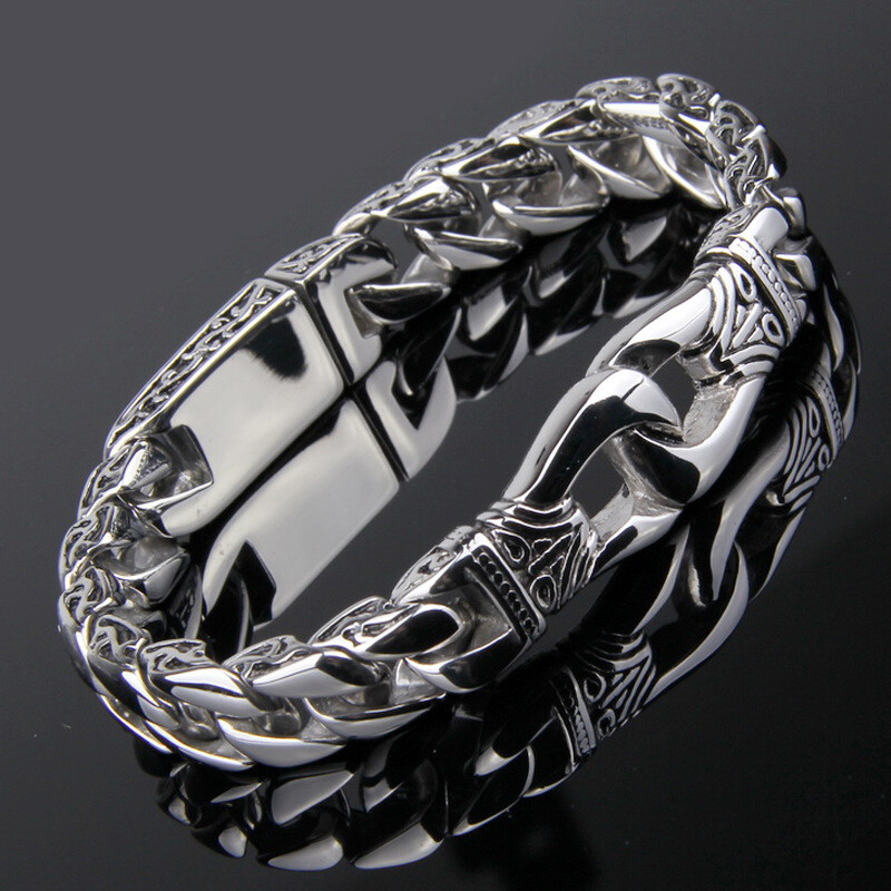 MENDEL 8 Inch Mens Motorcycle Biker Cuban Link Chain Bracelet Stainless Steel