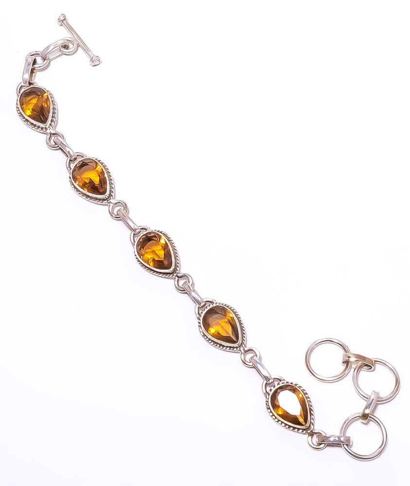 Smoky Quartz Gemstone 925 Sterling Silver Tennis Handmade Bracelet 7.99″ A313