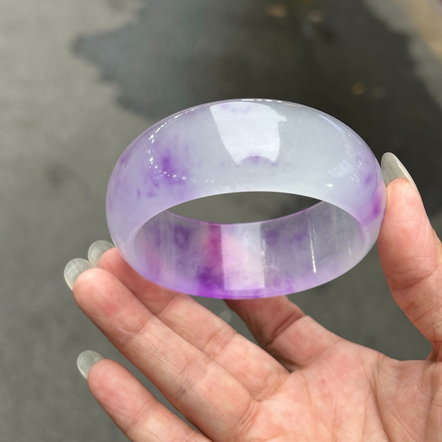Real Natural Ice Burmese Jade jadeite tyre purple bracelet bangle 63mm