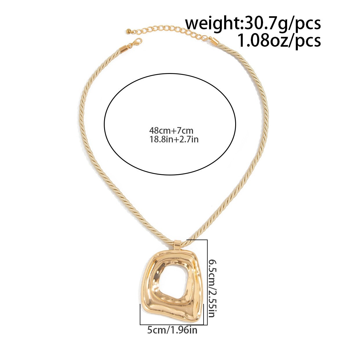 Chic Irregular Square Statement Gold Necklace – Rope Chain