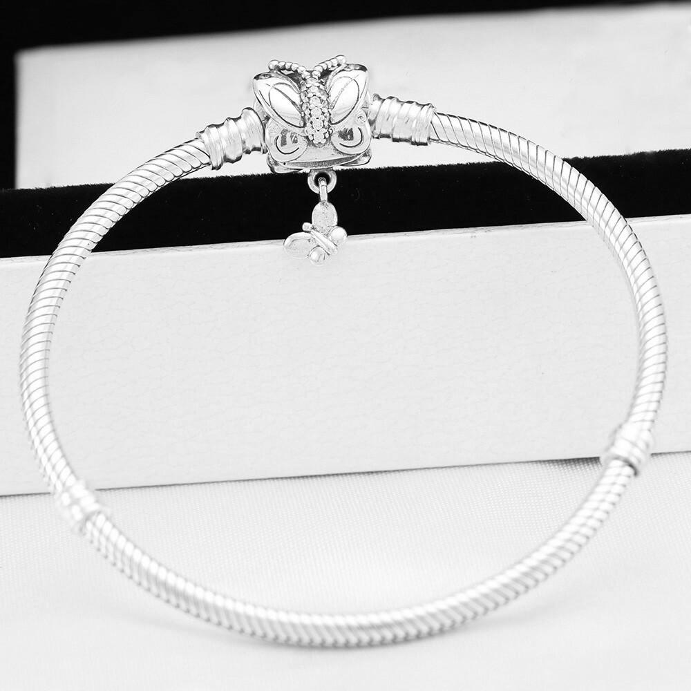 Butterfly Clip s925 Silver Bracelet Bangle Chain For European silver Charms Bead