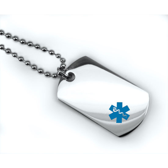 Mini Medical Alert ID Dog Tag and Necklaces. Free Wallet Card! Free engraving!