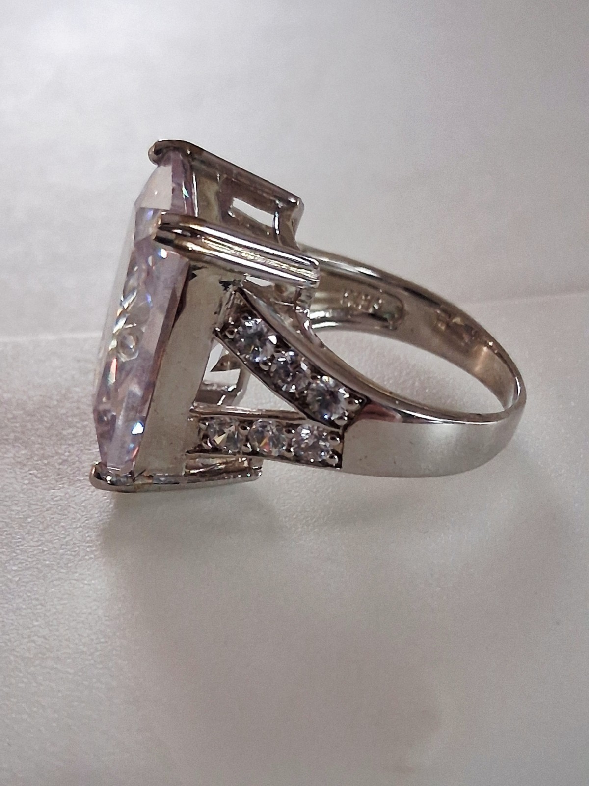 Emerald Cut 27 Carats Platinum Plated Statement Ring Size 8 SETA Palm Beach