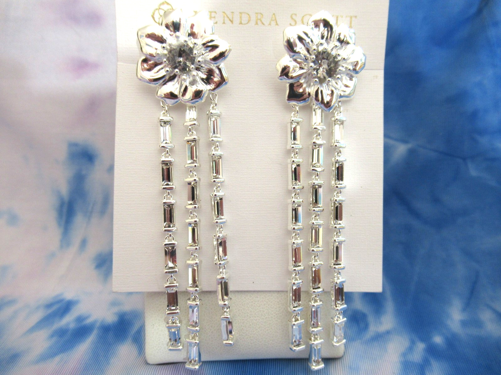 KENDRA SCOTT AUTHENTIC Silver Crystal Collection Cameron Statement Earrings NWT