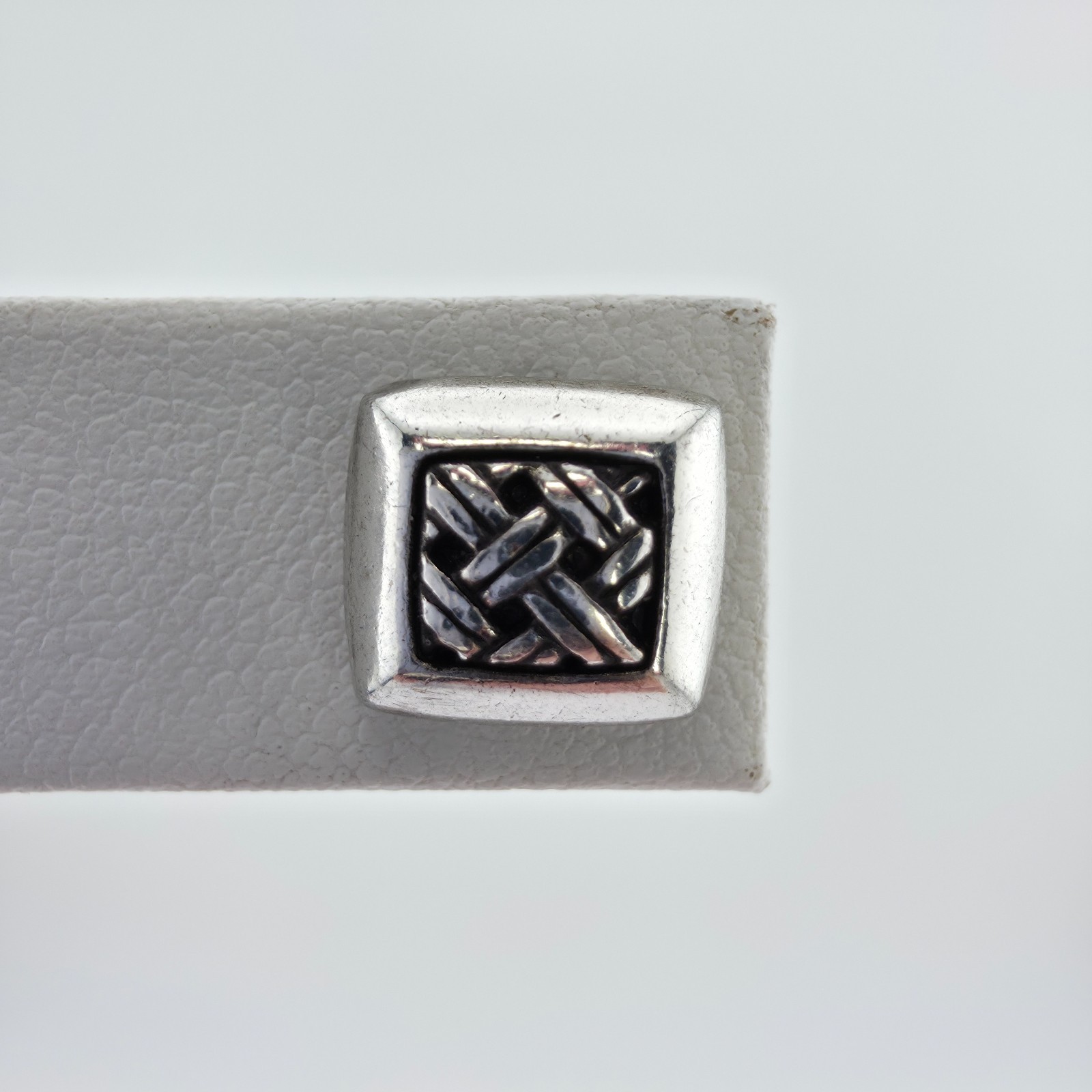 BRIGHTON ‘Antika Weave’ Earrings Celtic Basket Weave Square Silver Plate 3/8″