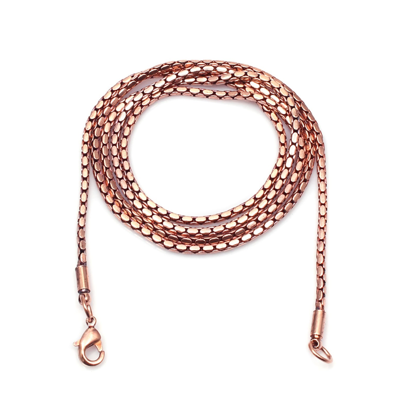 100% Pure Copper Box Chain Necklace for Pendants, Herringbone Design, Eco-Friend