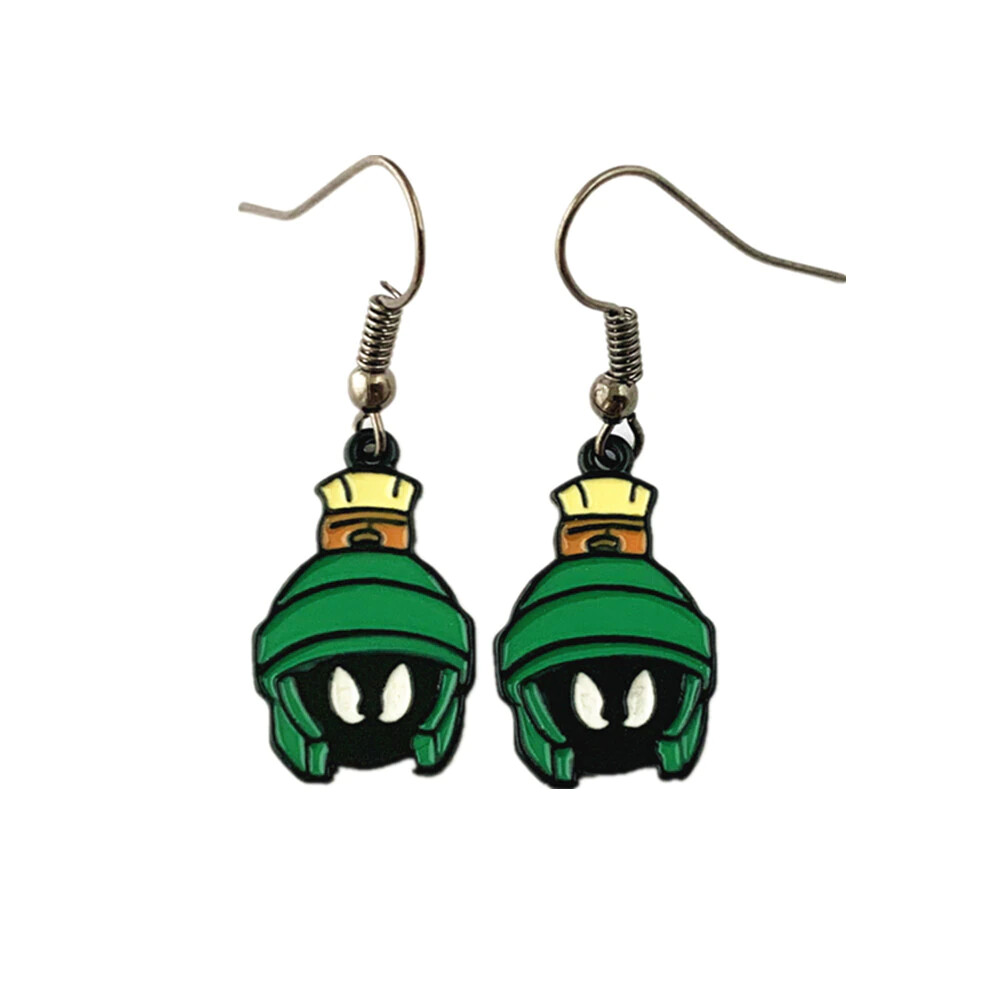 Marvin The Martian 1.5″ Long x .5″ Wide Metal Hanging Earring Set