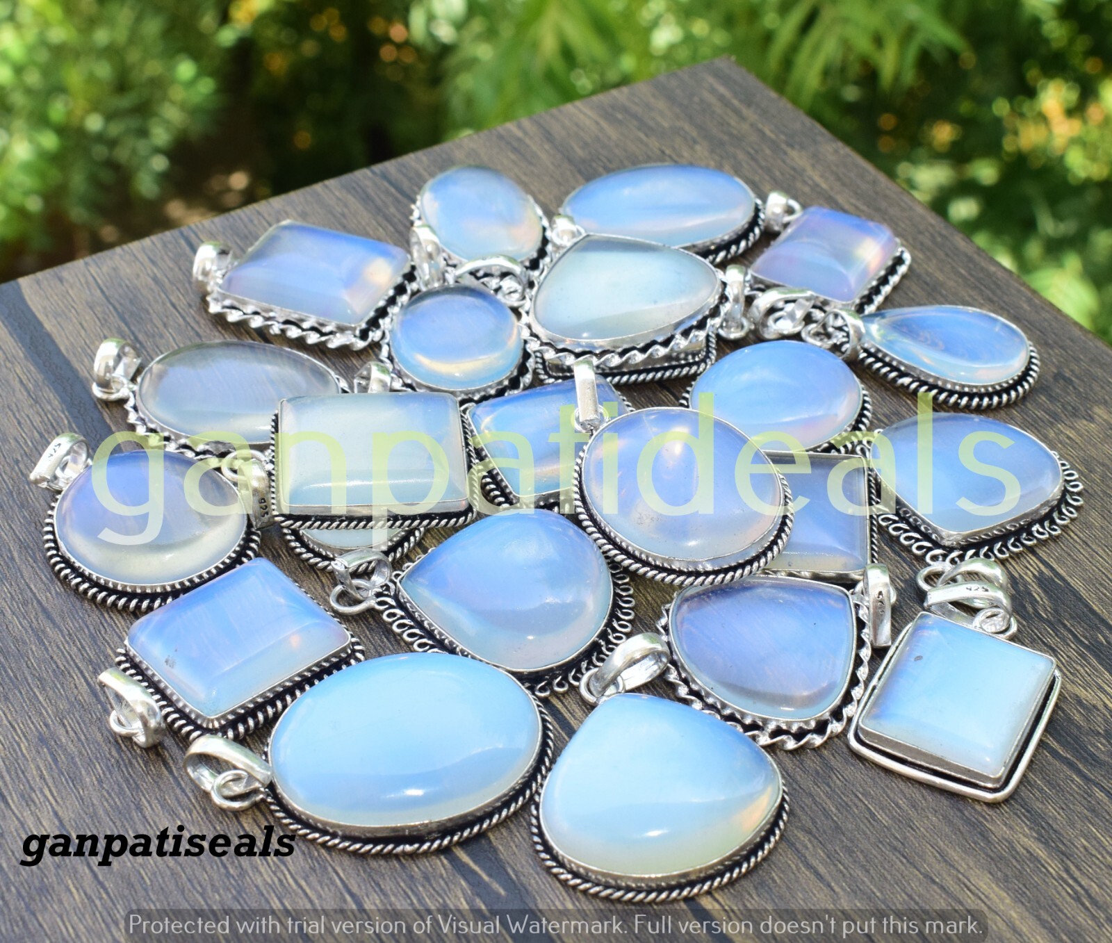 Milky Opalite Gemstone Pendants Wholesale 20pcs Lot 925 Silver Plated Jewelry
