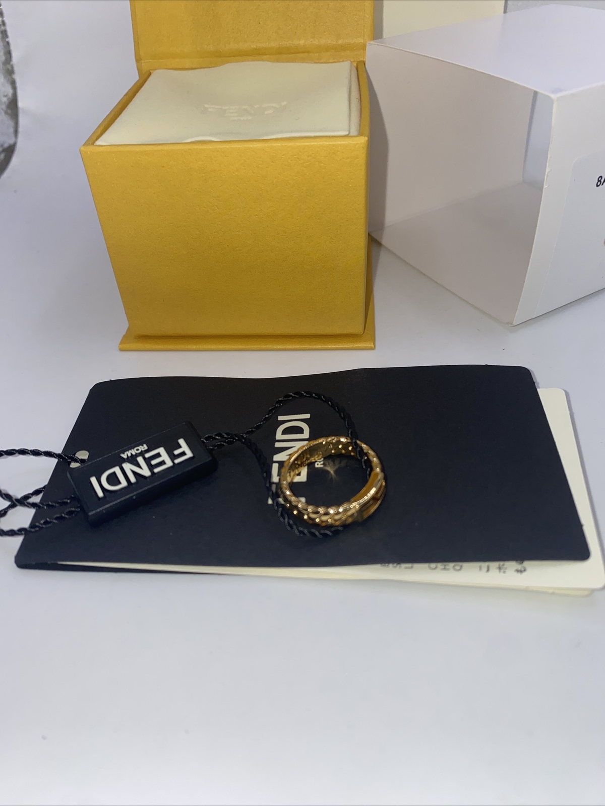 FENDI BAGUETTE RING IN GOLD COLOR RING. SIZE FENDI S / USA 5.5. NEW & AUTHENTIC
