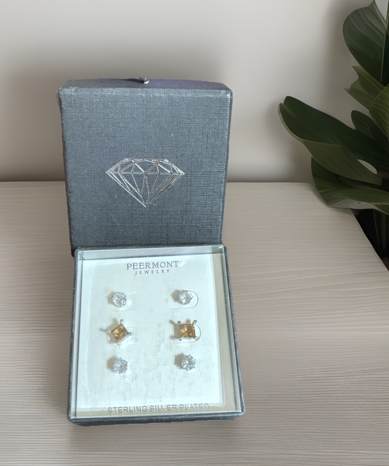 Sterling Silver Plated 3 Pair Earrings Gift Set With Box• Peermont Jewelry• NWT