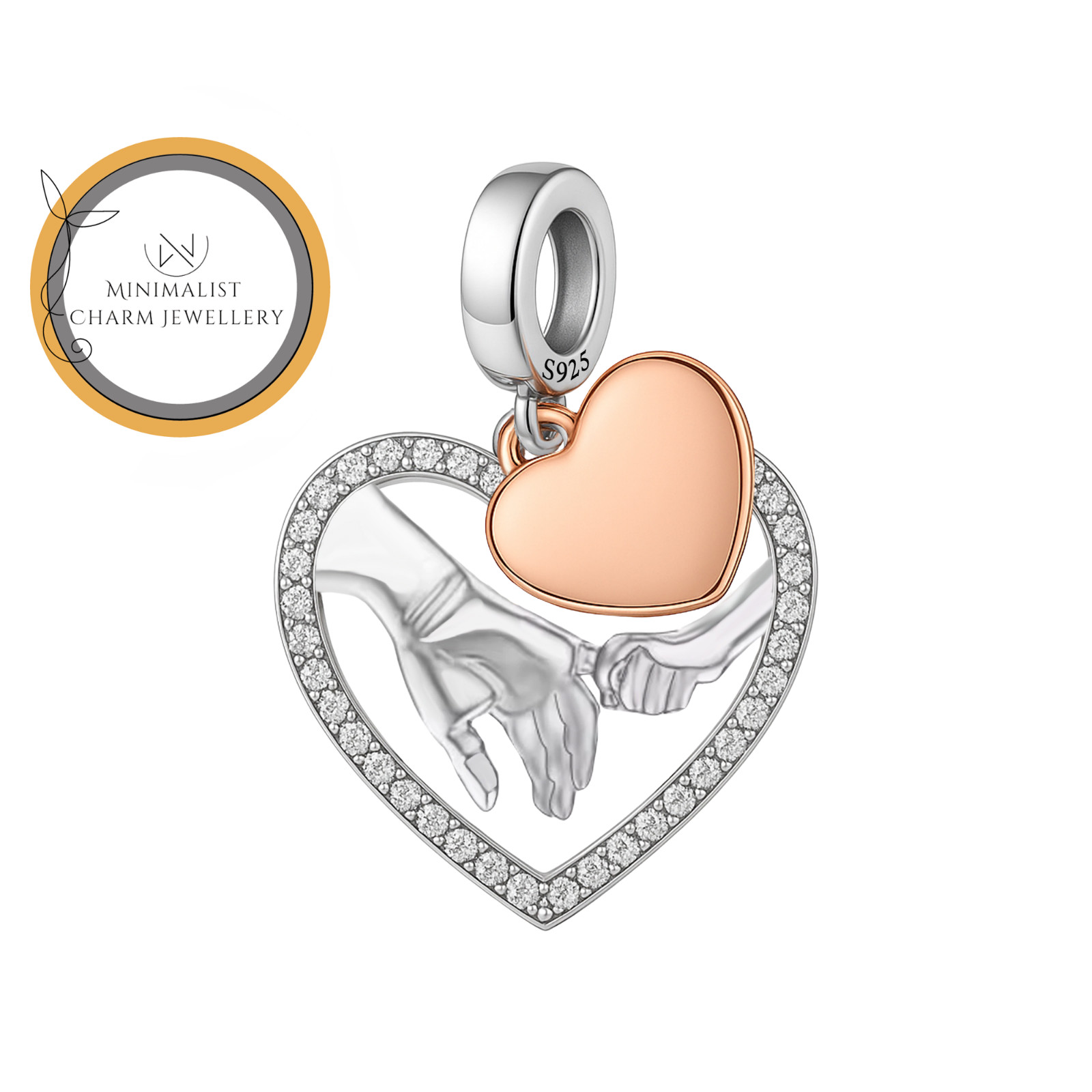 Holding Hands Charm For Bracelet, Dad Heart Charm, Parent Charm