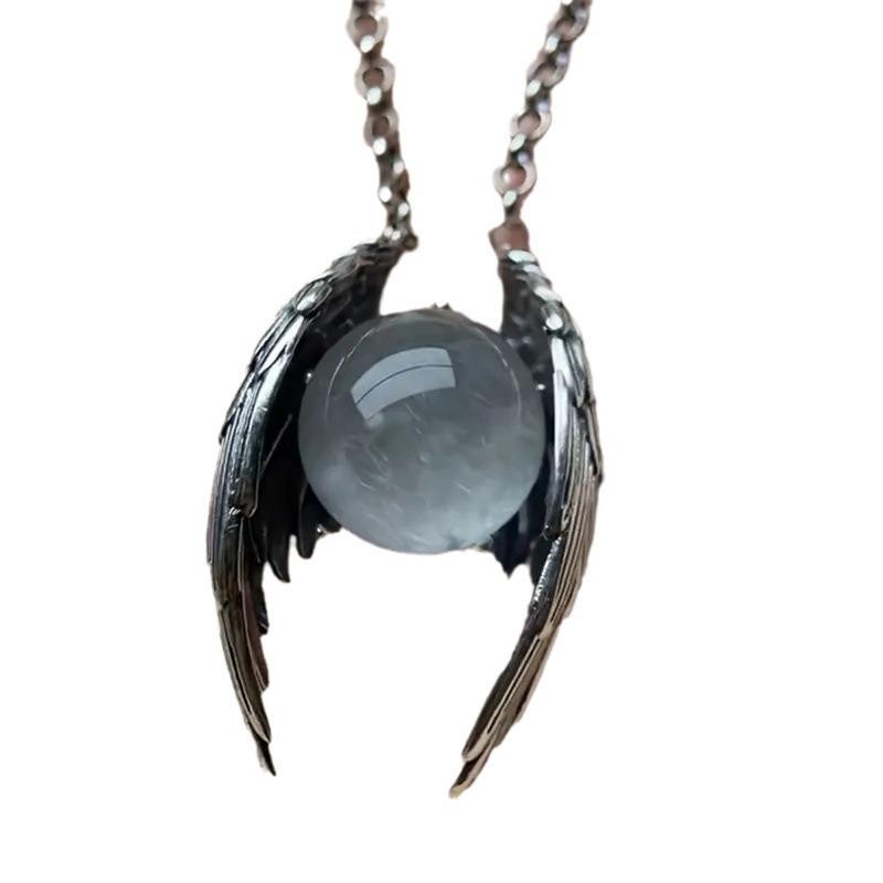 Ghost Wing Crystal Retro Necklace Vintage Pendant Unique Personalized Jewelry