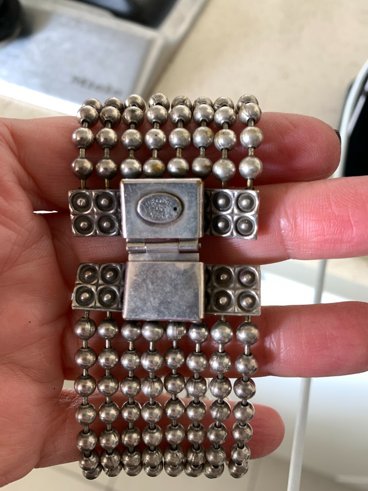 Reminiscence Paris-Zoe Coste Oxidised Silver Tone Bead Chain Cuff,Bracelet-Excel