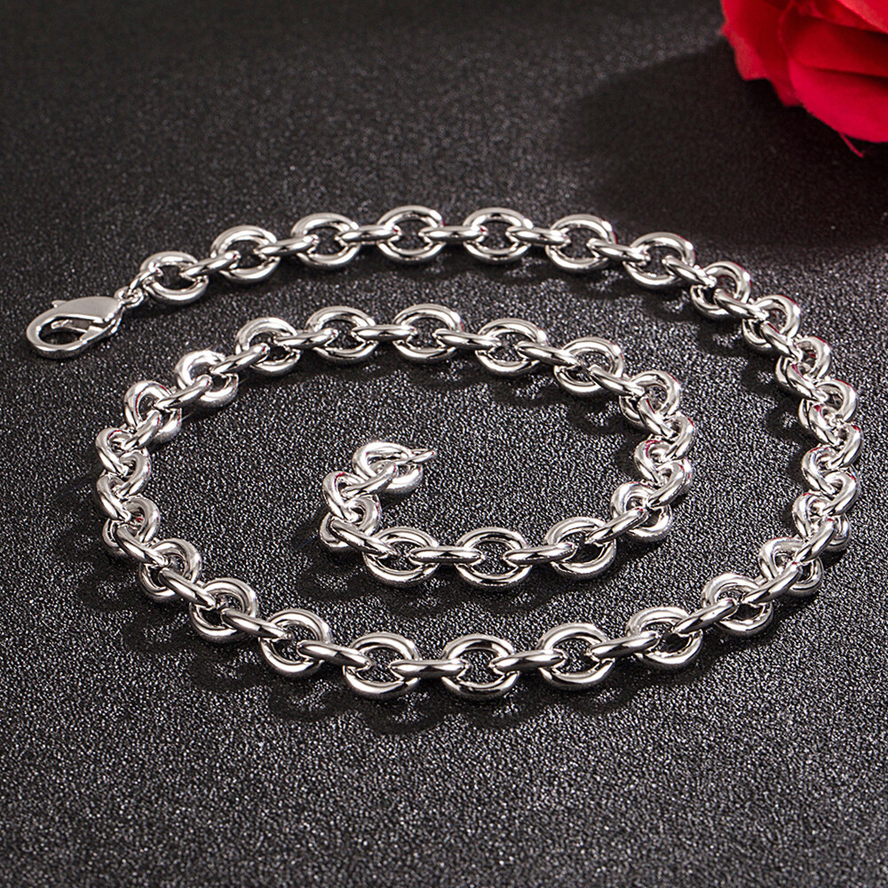 Men’s Women’s 8.5mm 925 Sterling Silver Rolo Chain Necklace Round Cable Necklace