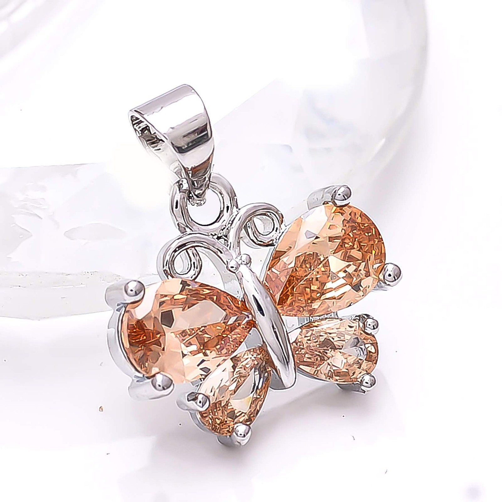 Morganite 925 Sterling Silver Butterfly Pendant 0.50″, Christmas Gift P7815