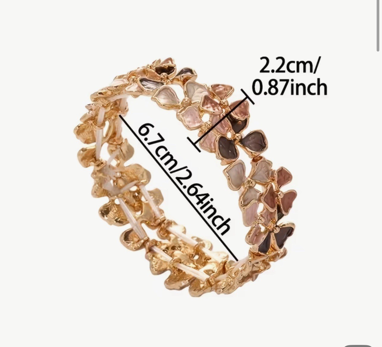 AVIANNA BRONZE COLORS DESIGNER FASHION ENAMEL STRETCH FLOWER BRACELET 7″ +