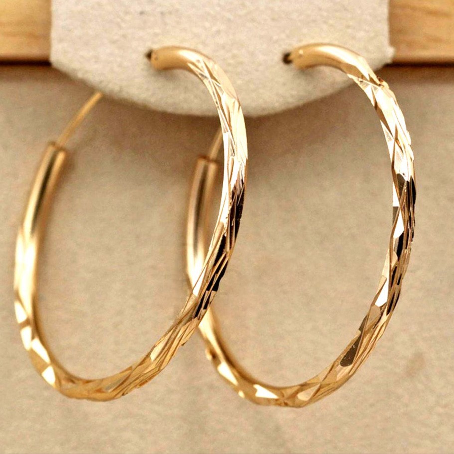 Gold Tone Gold Plated Metal Omega Back Hoop Earrings XPE2647E-GLD