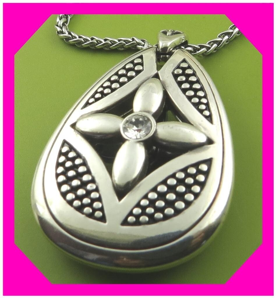 BRIGHTON CROSSPOINT Cross Gun Metal Crystal Silver NECKLACE NWtag $52 60%