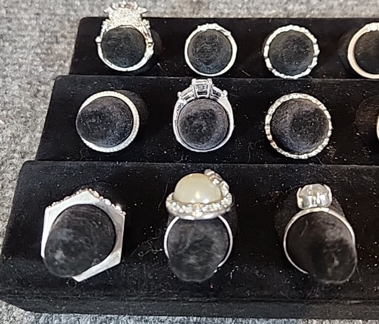 Jewelry 18 Silver Tone French Theme Rings Adjusts Sized #261 See Description