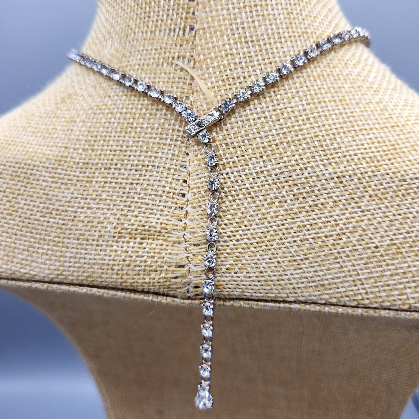 Vintage Baguette Pear Chaton Rhinestone Fancy Dog Collar Choker Necklace 15″